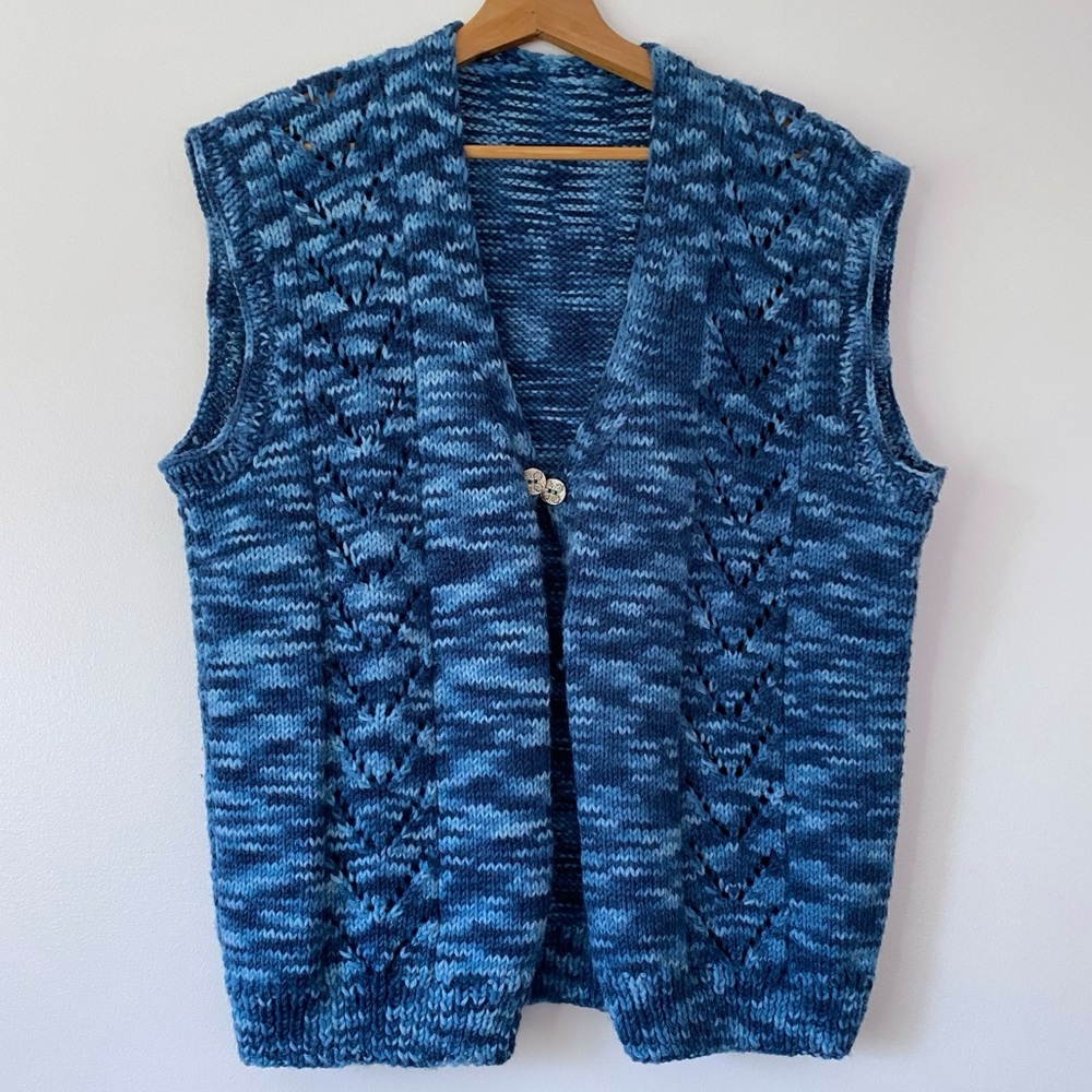 Home Knit Teal Blue Marled Sweater Vest